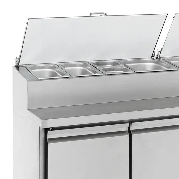 Saladette | STANDARD LINE | 400L | 3 Deuren (1/1 GN) | Boven 8x 1/3 GN | +2°C/+8°C | Geforceerd | Klapdeksels | 1795x700x1085(h)mm