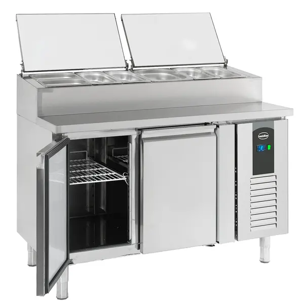 Saladette | STANDARD LINE | 258L | 2 Deuren (1/1 GN) | Boven 6x 1/3 GN | +2°C/+8°C | Geforceerd | Klapdeksels | 1360x700x1085(h)mm