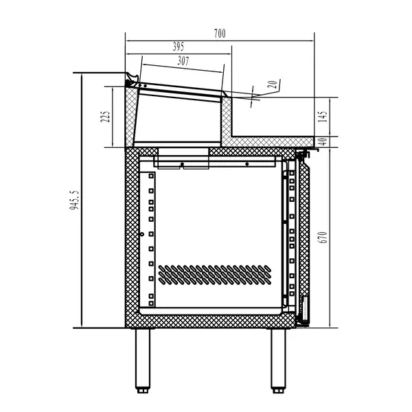 Saladette | STANDARD LINE | 258L | 2 Deuren (1/1 GN) | Boven 6x 1/3 GN | +2°C/+8°C | Geforceerd | Klapdeksels | 1360x700x1085(h)mm
