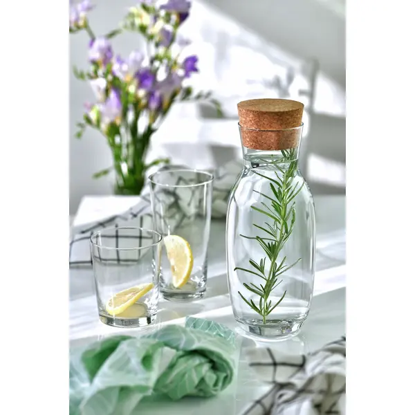 Karaf | PURE | Glas | 1.1L | Incl. Stop | Per Stuk | Ø98x250(h)mm