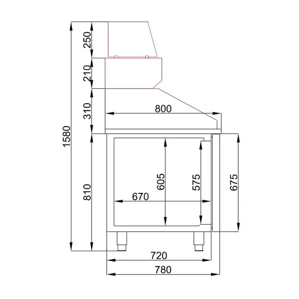 Pizzawerkbank | PRO LINE | 380L | 2 Deuren (EN600x400) | -2°C/+8°C | Geforceerd | 1550x800x1080(h)mm