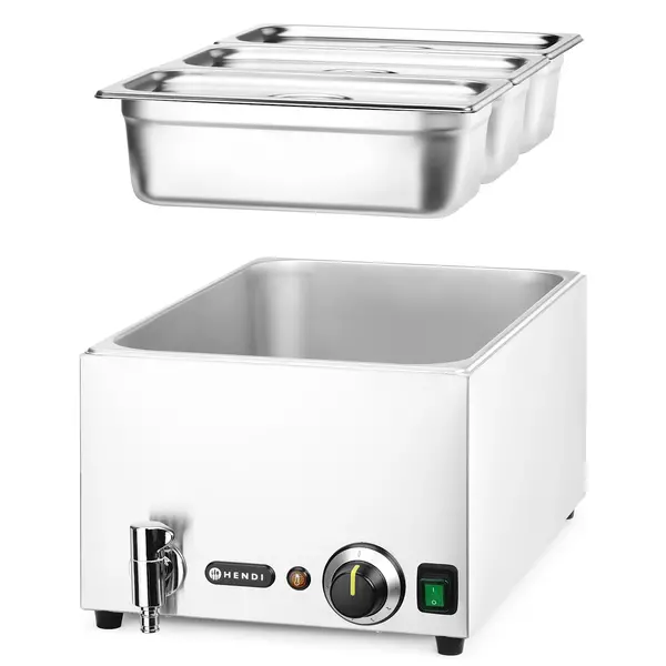 Bain-Marie | RANGER | Elektrisch | 1/1 GN | 30°C/85°C | 1kW (230V) | Aftapkraan | Incl. GN-Bakken | 332x605x242(h)mm