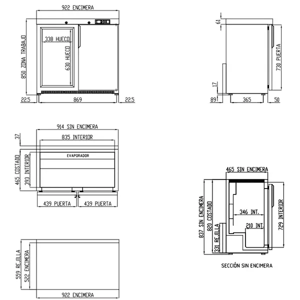 Barkoelkast | NRH | 225L | Zwart | +2°C/+8°C | Geforceerd | Draaideuren | Temperatuuralarm | 925x520x850(h)mm