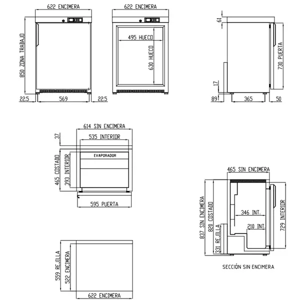 Barkoelkast | NRH | 150L | RVS | +2°C/+8°C | Geforceerd | Temperatuuralarm | 620x520x850(h)mm