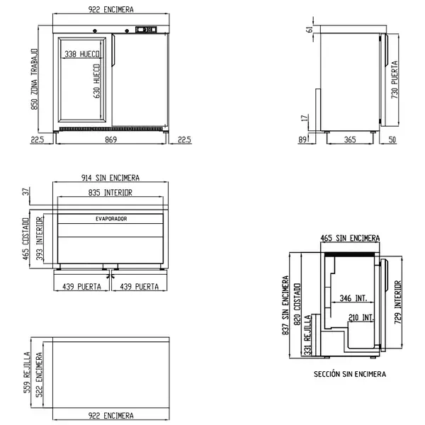Barkoelkast | NRH | 225L | RVS | +2°C/+8°C | Geforceerd | Draaideuren | Temperatuuralarm | 925x520x850(h)mm