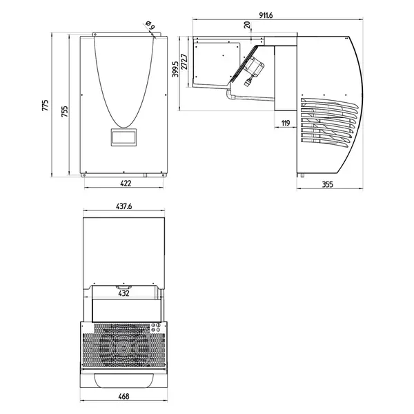 Hang-Wandunit | POLARIK | 3.5-6.5m³ | -5°C/+5°C | 0.4kW (230V) | 468x912x775(h)mm