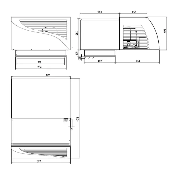 Plafondunit | POLARIK | 8-14m³ | -5°C/+5°C | 0.82kW (230V) | 877x1178x620(h)mm
