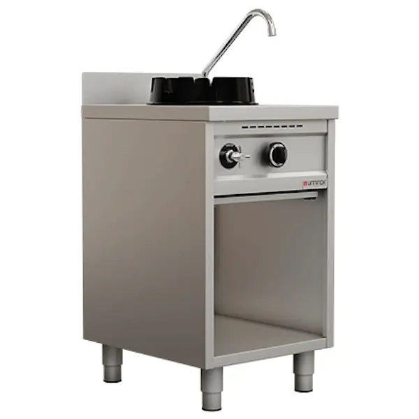 Wokfornuis | Gas | 1 Brander (15kW) | Waterkraan | Open Onderkast | 500x600x850/1000(h)mm