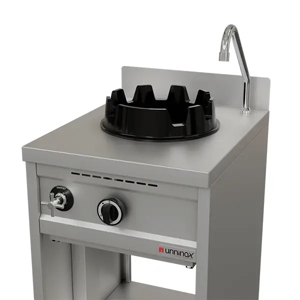 Wokfornuis | Gas | 1 Brander (15kW) | Waterkraan | Open Onderkast | 500x600x850/1000(h)mm