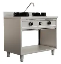 UNNINOX Wokfornuis | Gas | 2 Branders (2x 15kW) | Waterkraan | Open Onderkast | 1000x600x850/1000(h)mm