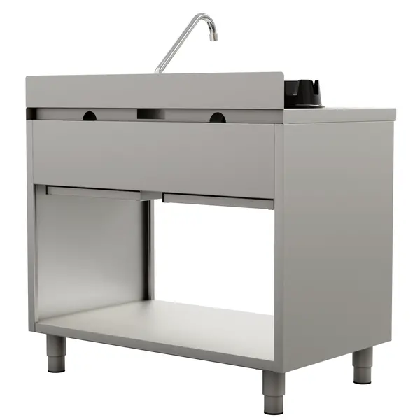 Wokfornuis | Gas | 2 Branders (2x 15kW) | Waterkraan | Open Onderkast | 1000x600x850/1000(h)mm