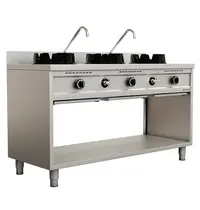 UNNINOX Wokfornuis | Gas | 3 Branders (3x 15kW) | Waterkranen | Open Onderkast | 1500x600x850/1000(h)mm