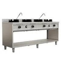 UNNINOX Wokfornuis | Gas | 4 Branders (4x 15kW) | Waterkranen | Open Onderkast | 2000x600x850/1000(h)mm