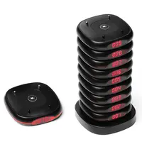 HENDI Piepers | HENDI Oproepsysteem | 10 Stuks | Draadloos (Oplaadbaar) | Incl. Laadstation | 65x65x15(h)mm