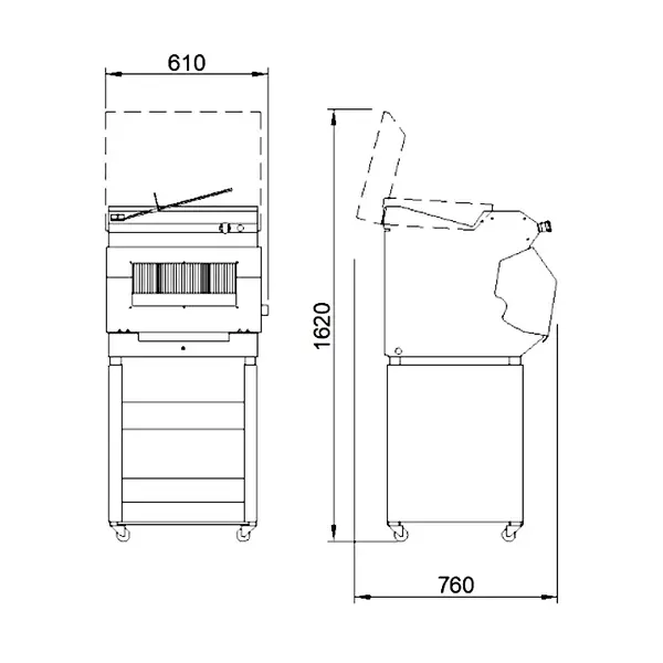 Broodsnijmachine | SS4B | Brood 420x270mm | Div. Snijdikten | Automatisch | 0.75kW (400V) | Zelfbediening | Incl. Onderstel | 610x760x1620(h)mm