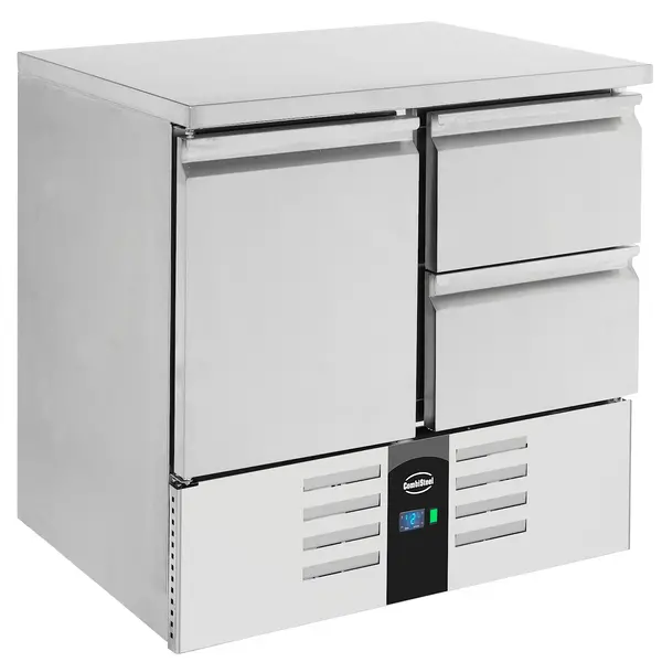 Koelwerkbank | 257L | 1 Deur (1/1 GN) + 2 Laden | +2°C/+8°C | Statisch + Ventilator | 900x700x875(h)mm