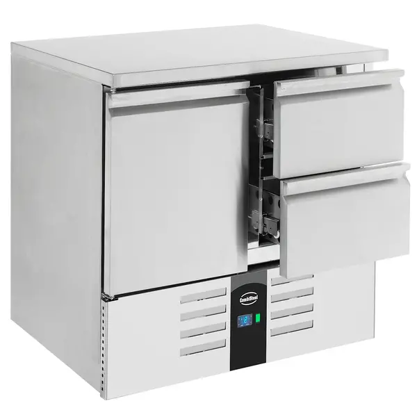 Koelwerkbank | 257L | 1 Deur (1/1 GN) + 2 Laden | +2°C/+8°C | Statisch + Ventilator | 900x700x875(h)mm