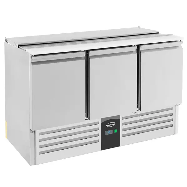 Saladette | COMPACT LINE | 368L | 3 Deuren (1/1 GN) | Boven 4x 1/1 GN | +2°C/+8°C | Statisch + Ventilator | Klapdeksel | 1370x700x870(h)mm