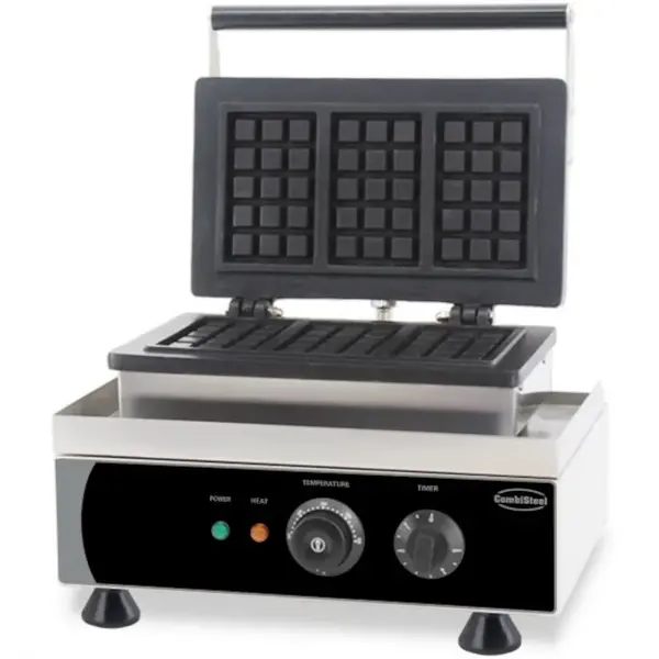Wafelijzer | Enkel | Brusselse Wafels (125x77x22mm) | 1.75kW (230V) | Timer | 380x350x465(h)mm