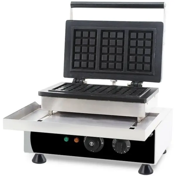 Wafelijzer | Enkel | Brusselse Wafels (125x77x22mm) | 1.75kW (230V) | Timer | 380x350x465(h)mm