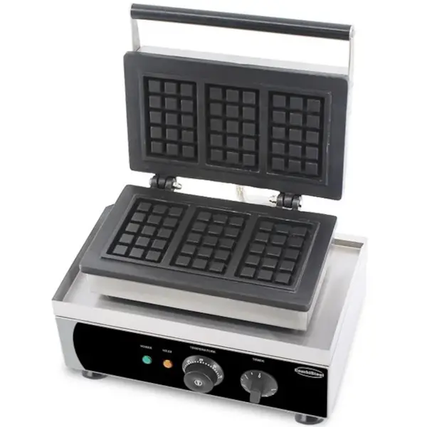 Wafelijzer | Enkel | Brusselse Wafels (125x77x22mm) | 1.75kW (230V) | Timer | 380x350x465(h)mm