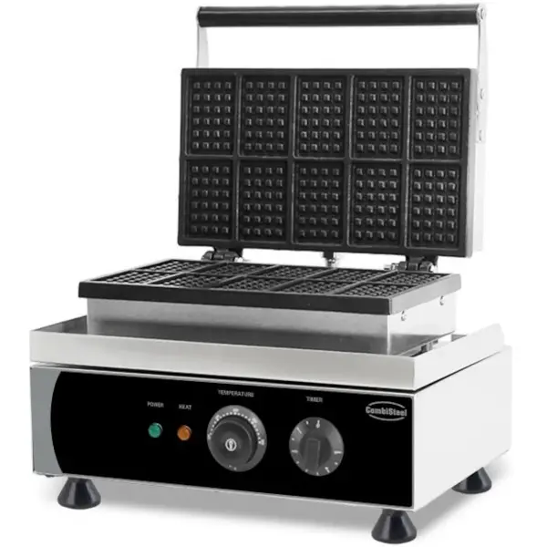 Wafelijzer | Enkel | Brusselse Wafels (81x55x14mm) | 1.75kW (230V) | Timer | 380x350x465(h)mm