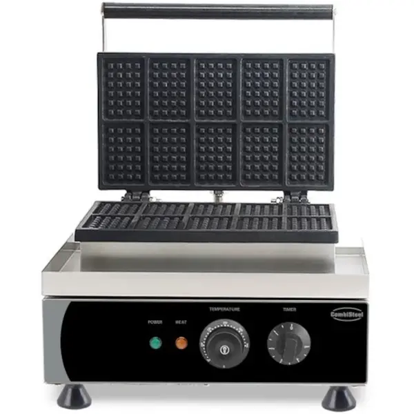 Wafelijzer | Enkel | Brusselse Wafels (81x55x14mm) | 1.75kW (230V) | Timer | 380x350x465(h)mm