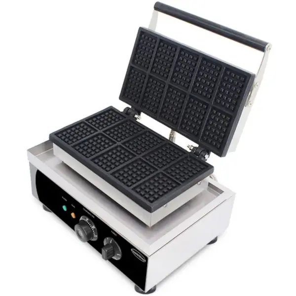 Wafelijzer | Enkel | Brusselse Wafels (81x55x14mm) | 1.75kW (230V) | Timer | 380x350x465(h)mm