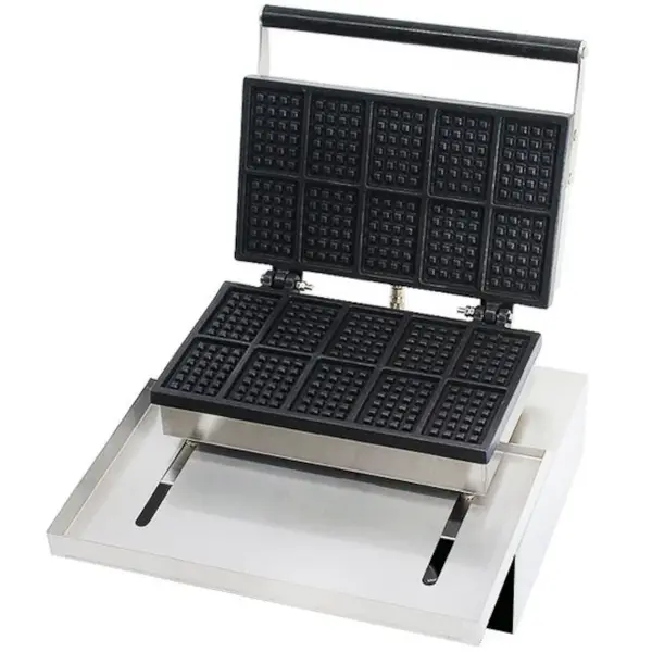 Wafelijzer | Enkel | Brusselse Wafels (81x55x14mm) | 1.75kW (230V) | Timer | 380x350x465(h)mm