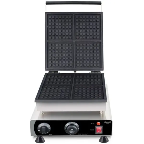 Wafelijzer | Enkel | Brusselse Wafels (113x113x16mm) | 1.75kW (230V) | Timer | 305x430x505(h)mm
