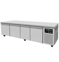UNNICOOL Koelwerkbank | Laag Model | 4 Laden (1/1 GN) | -2°C/+8°C | Geforceerd | Wielen | 2040x700x600(h)mm