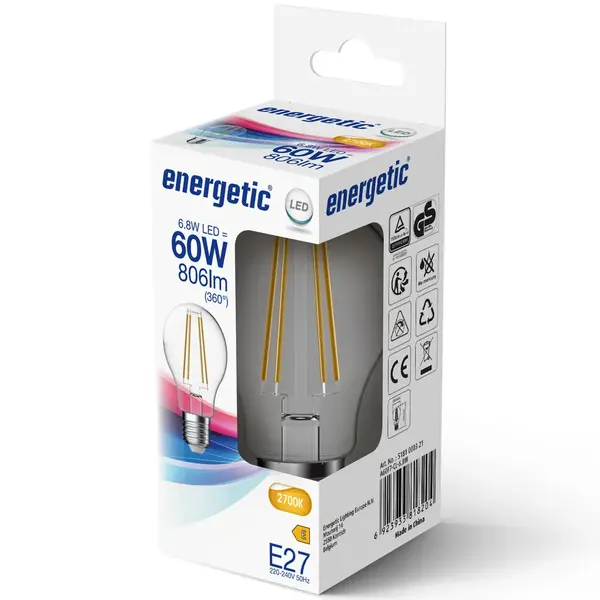Lichtbron | E27 | LED | Warm Wit (2700K) | 806 Lumen | Per Stuk | Ø60x104(h)mm