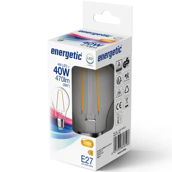 Lichtbron | E27 | LED | Warm Wit (2700K) | 470 Lumen | Per Stuk | Ø60x104(h)mm