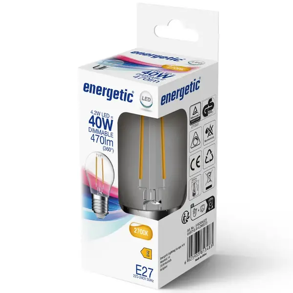 Lichtbron | E27 | LED | Warm Wit (2700K) | 470 Lumen | Per Stuk | Dimbaar | Ø45x79(h)mm