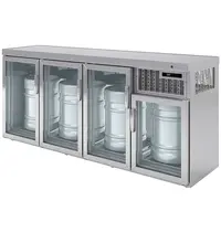 Coreco Vatenkoeler | RVS | 4x 50L (KEG) | +5°C/+8°C | Geforceerd | Glazen Achterzijde | 2120x600x975(h)mm 