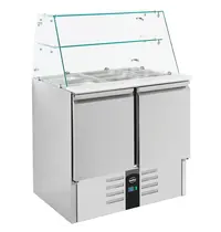CombiSteel Saladette | COMPACT LINE | 240L | 2 Deuren (1/1 GN) | Boven 2x 1/1 GN + 3x 1/6 GN | +2°C/+8°C | Statisch + Ventilator | Glasopzet + Snijblad | 900x700x850/1310(h)mm 