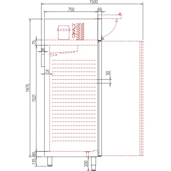 Vrieskast | 645L (2/1 GN) | RVS | -15°C/-20°C | Geforceerd | Temperatuur-/Deuralarm | 705x860x2110/2175(h)mm
