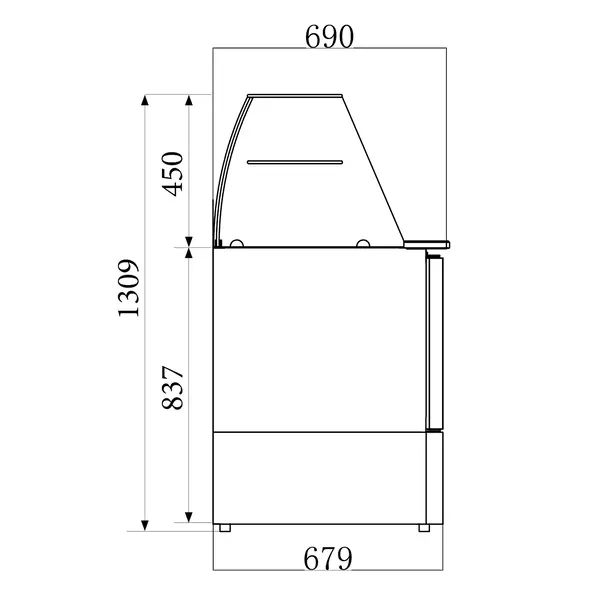 Saladette | COMPACT LINE | 3 Deuren (1/1 GN) | Boven 4x 1/1 GN | +2°C/+8°C | Statisch + Ventilator | Glasopzet + Snijblad | 1365x700x850/1310(h)mm
