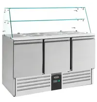 CombiSteel Saladette | COMPACT LINE | 3 Deuren (1/1 GN) | Boven 4x 1/1 GN | +2°C/+8°C | Statisch + Ventilator | Glasopzet + Snijblad | 1365x700x850/1310(h)mm