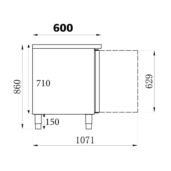 Koelwerkbank | STANDARD LINE | 511L | 4 Deuren | +2°C/+8°C | Geforceerd | 2230x600x860(h)mm