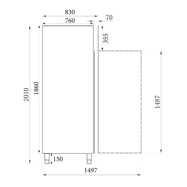 Vrieskast | STANDARD LINE | 650L (2/1 GN) | RVS | -18°C/-22°C | Geforceerd | 740x830x2010(h)mm