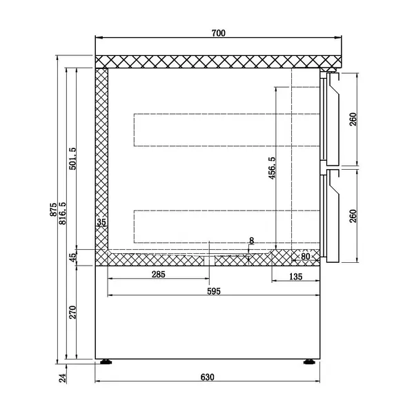 Koelwerkbank | COMPACT LINE | 400L | 6 Laden | +2°C/+8°C | Statisch + Ventilator | 1365x700x875(h)mm