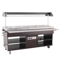CombiSteel Gekoeld Buffet | Hout/RVS | 5x 1/1 GN | +4°C/+8°C | Statisch | Verlichte Kap | Wielen (Geremd) | 1900x700x1400(h)mm