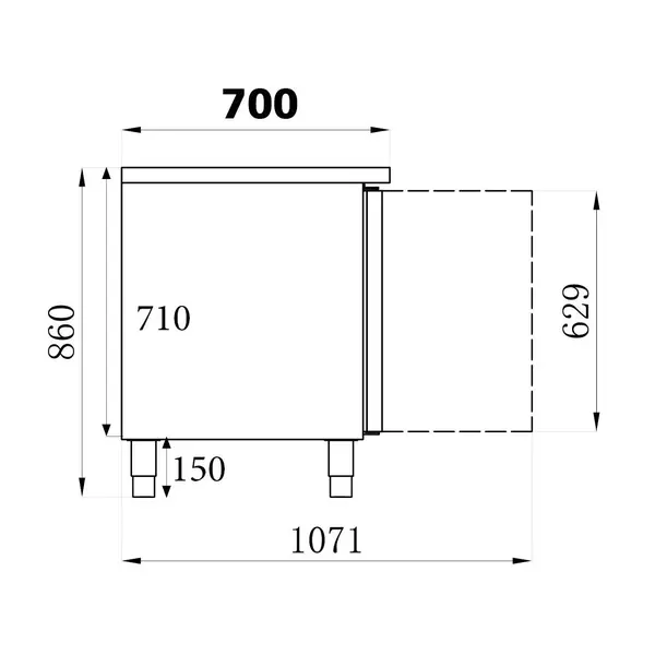 Koelwerkbank | STANDARD LINE | 400L | 3 Deuren (1/1 GN) | -2°C/+8°C | Geforceerd | Spoelbak | 2020x700x860(h)mm