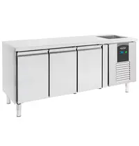 CombiSteel Koelwerkbank | STANDARD LINE | 400L | 3 Deuren (1/1 GN) | -2°C/+8°C | Geforceerd | Spoelbak | 2020x700x860(h)mm