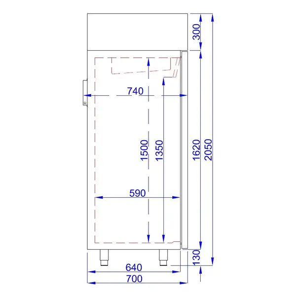 Vrieskast | PRO LINE | 550L | RVS | -10°C/-22°C | Geforceerd | 700x710x2050(h)mm