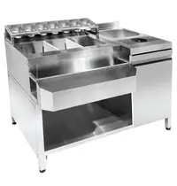CombiSteel Bar-/Cocktailstation | RVS | Spoelbak + Glazenspoeler | IJs-/Ingrediëntenbakken + Flessenrek + GN-Bakhouder | 1 Deur + Open Vak | Achteropstand | 1340x700x875/990(h)mm