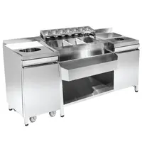 CombiSteel Bar-/Cocktailstation | RVS | Spoelbak + Glazenspoeler | IJs-/Ingrediëntenbakken + Flessenrek + GN-Bakhouder | Snijplank + Afvalgat | 1 Deur + Open Vak + Verrijdbare Afvalbak | Achteropstand | 1790x700x875/990(h)mm