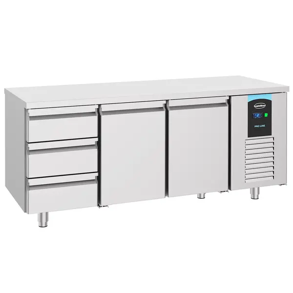 Koelwerkbank | ENERGY LINE | Energiezuinig | 474L | 2 Deuren + 3 Laden (1/1 GN) | -2°C/+8°C | Geforceerd | 1865x700x850(h)mm