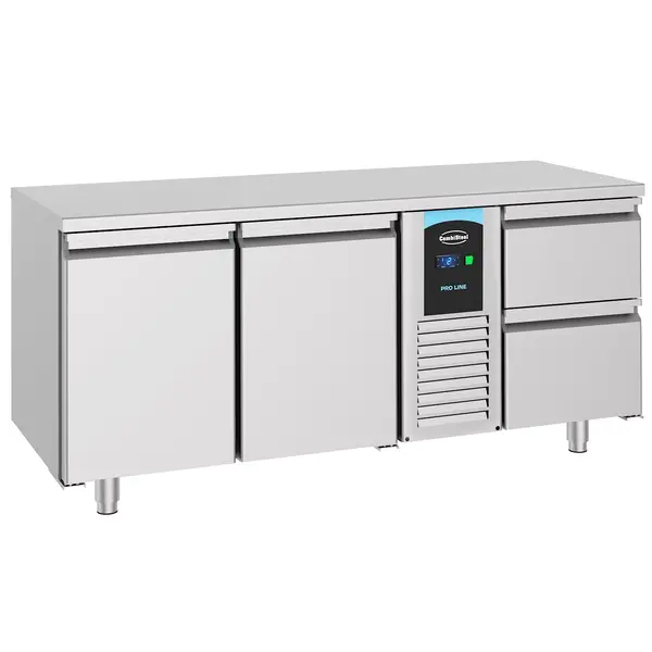 Koelwerkbank | ENERGY LINE | Energiezuinig | 474L | 2 Deuren + 2 Laden (1/1 GN) | -2°C/+8°C | Geforceerd | 1785x700x850(h)mm